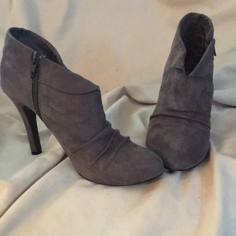 Gray suede booties